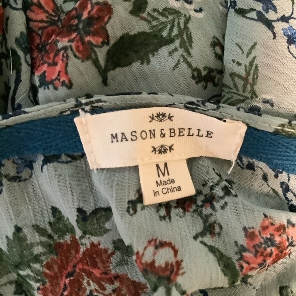 Mason & Belle Women’s med blue floral lace‎ trim bohemian festival hippie kimono - Picture 5 of 9